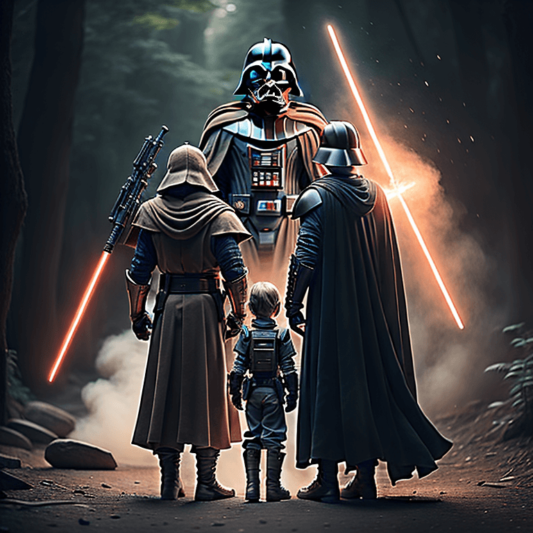 darth vader stnading next to luke skywalker to see who is taller